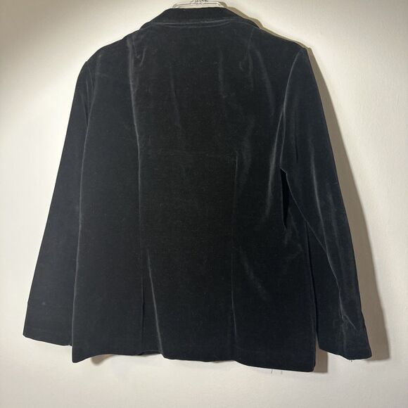 Vintage The Traveler by Connie Black Velvet Blazer Jacket Medium Lagenlook - Picture 4 of 9